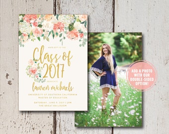 College Graduation Invitation Printable, High School Graduation Announcement, Class of 2017 Senior Announcement College Graduation Printable