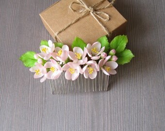 Blush wedding hair accessories Bridal hair comb Blush hair clip Blush hair flower Blush flower comb Blush pink wedding comb blush hairpiece