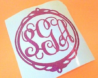 Glitter Monogram Decal, Decal for Yeti Cup, Girly Gifts