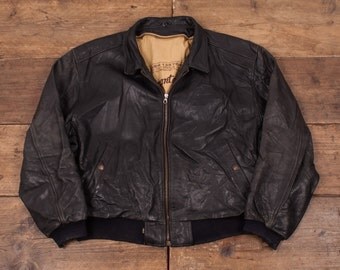 Men’s Levis Vintage Lined Leather Bomber Jacket Black XL 48” R4103