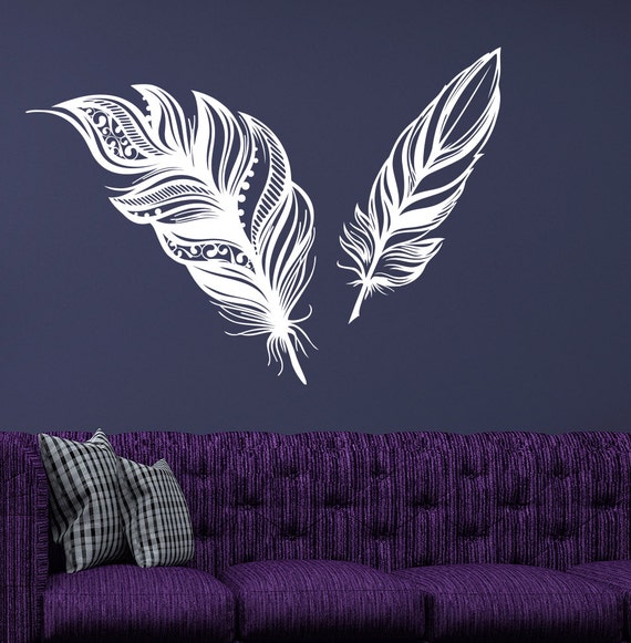 Feathers Wall Decals Plume Decal Boho Vinyl Stickers Bohemian