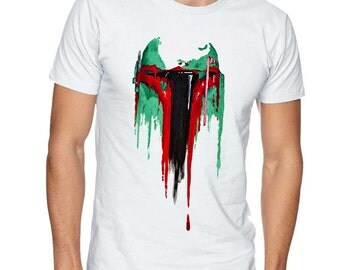 Boba Fett Star Wars Paint Splash T-Shirt- Funny Nerd Movie Fan Tee Premium Quality Gildan T-Shirts