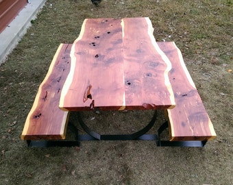 Cedar table with 2 benches
