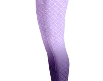 Mermaid Leggings - Mermaid Cotume - Patterned Legging - Christmas Gift - Purple fish scale Leggings - Mermaid costume leggings