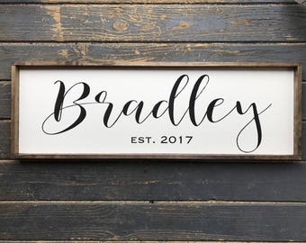 Family Name Sign. Wood Family Sign. Wedding Gift. Established sign. Last name sign. Wood Framed Sign. Farmhouse Sign.
