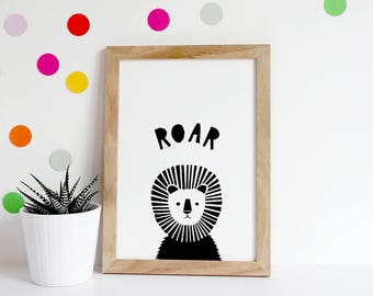 Boys Nursery Prints, Kids Playroom Decor, Printable Wall Art, Print Lion Roar, Wall Art Kids, African Animals, Print Safari Animals, Lion
