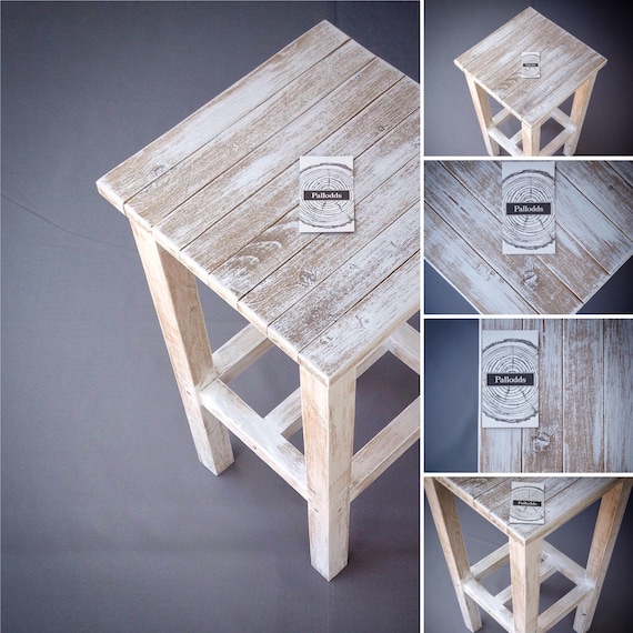 End Table / Nightstand Wood White Washed End Table Rustic