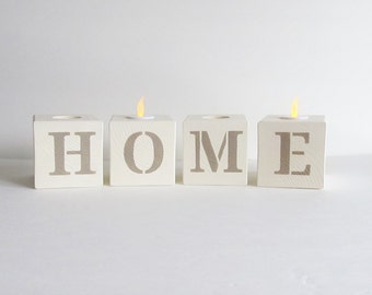 Wooden Candle Holders, Block Candle Holder, Love Block Set, Rustic Home Decor, Love Decor, Love Block Set, Love Candles, Home Candles