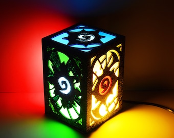 Ambient light of Hearthstone. Decoration lamp, home decor, illumination, wood. Game, videogame, geek, nerd, gamer. World of Warcraft, WoW.