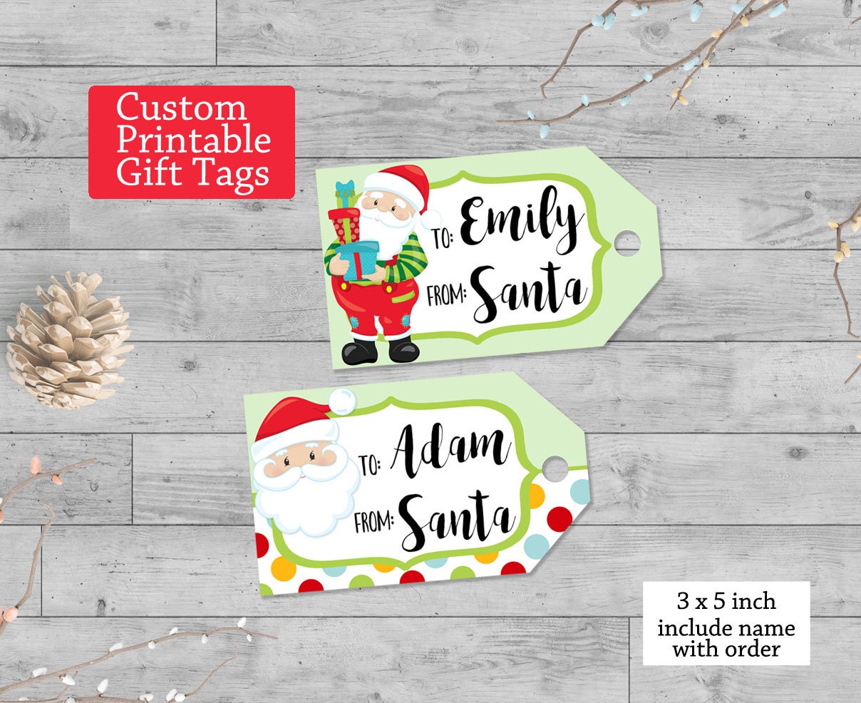Printable Gift Tags Personalized Custom Santa Tags Gift Tags