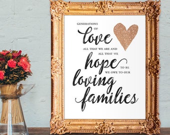 Wedding thank you sign - generations of love - all that we are and all that we hope to be - PRINTABLE 8x10 - 5x7