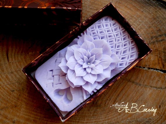 40%OFF Wedding soap gift, floral carving soap, carved soap, Wedding soap flower, purple floral soap, Wedding gift, anniversary gift for her