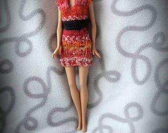 Short dress with sleeves for barbie doll