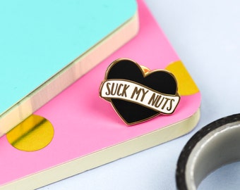 Suck My Nuts Enamel Pin | cute lapel pin hat badge abraham walking dead lucille