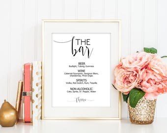 SALE Bar Menu Sign, Drinks Menu Sign, Alcohol Sign, Bar Menu Printable, Editable sign template, Wedding Sign Printable, Reception Sign