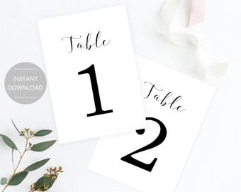 Wedding Table Numbers, Printable Table Numbers, Party Table Numbers, Table Number Template, Table Numbers Instant Download File