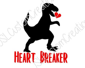 Dinosaur Heart Breaker SVG, EPS, DXF, png File, Valentine, Little Boy, Toddler, Baby, for Silhouette, Cricut, Vectors