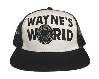 Wayne's World Trucker Cap Like The Hat Worn By Wayne Campbell In Saturday Night Live HIGH QUALITY 90's Movie Tv SNL Costume White And Black