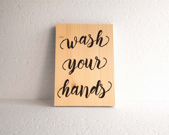wash your hands bathroom sign wooden bathroom sign