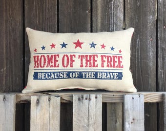Patriotic pillow, home of the free