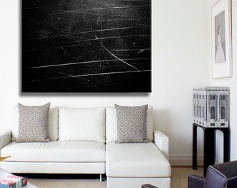 Wall art, Large Contemporary Art, Canvas Painting, Black square art, Oil painting, Palette knife art, Black and White Oil Art, Large acrylic