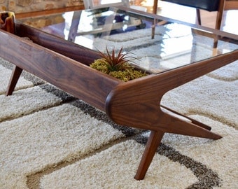 Mid Century Modern carved coffee table inspired by Ico Parisi