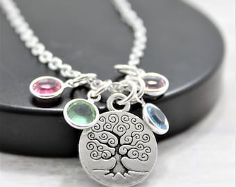 Grandma Necklace - Grandma Mother's Day Gift - Grandmother Gift - Family Tree Necklace - Family Birthstone Necklace - Mom's Day Gift Idea