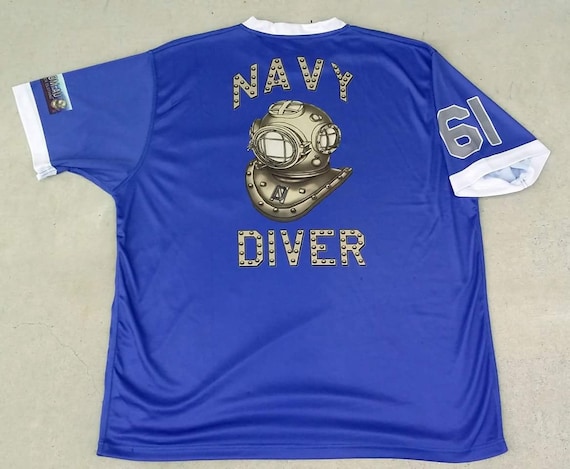 navy diver blue and gold shirts