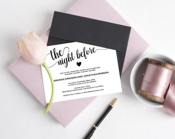 Rehearsal dinner invitations the night before - Rustic kraft wedding invitations - Brown kraft wedding invitations #WDH0015