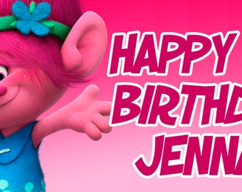 Trolls Poppy Personalized Birthday Banner, Poppy Banner