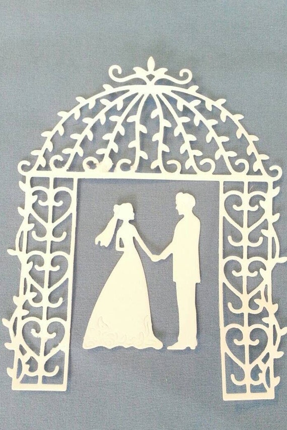 Wedding Couple Groom and Bride with Arch Die Cut Scrapbook