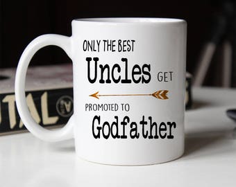 Best Uncles Promoted to Godfather Mug, Baptism Gift for Godfather, Godparent proposal mug, Godfather Coffee, Godfather Gift, Godfather Mug
