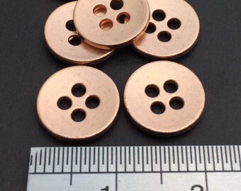 Vintage metal 4 hole Sew On Button, Rose Gold, 25 Pcs, 16L(Diameter 10.5mm, 0.41")