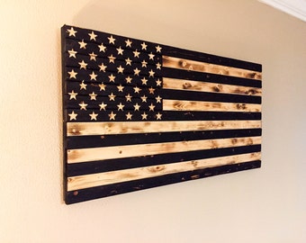 Wood burned flag | Etsy