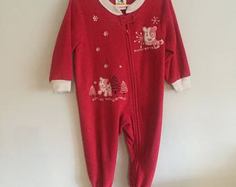 Sprockets 1990s Unisex Infant Red Footed Pajamas 2T