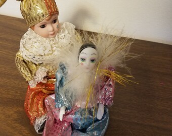 Lot 2 Jester/Clown Porcelain Dolls