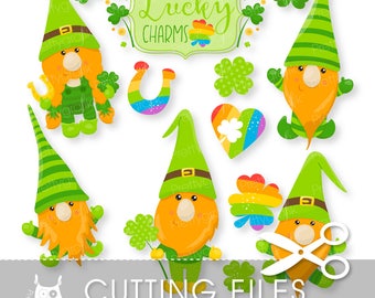 St-Patrick's gnomes cutting files, svg, dxf, pdf, eps included - cutting files for cricut and cameo - Cutting Files SVG - CT1060