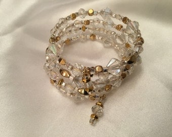 Crystal and gold memory bracelet.