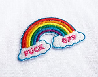 LGBT patch Lesbian Embroidery patch Gay patch Iron on patch Fuck off rainbow Patches Embroidered patch Retro patch Patches for jeans 005