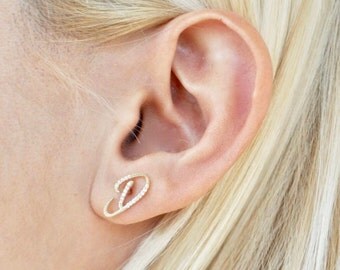 Initial Stud Earring - Letter Stud Earring - Gold Initial Earring - Personalized Earring - Letter Earring - Stud Earring - Mother's Day Gift