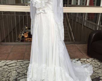 Preorder one of a kind vintage lace merged with new embroidered lace dress