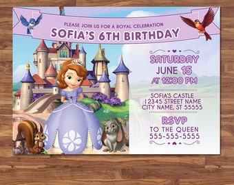 Sofia the First Invite - Purple & White - Sofia the First Invitation - Sofia the First Birthday - Printable Invitation - Party Favors