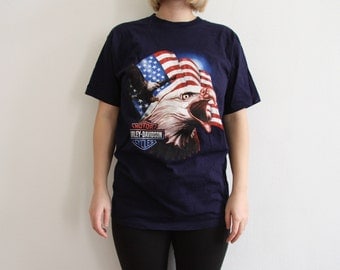 Harley Davidson Shirt with USA Flag and Eagle Print