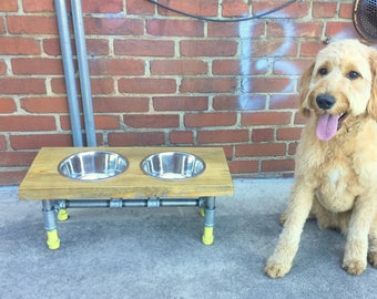 Modern Dog Feeder, Dog Furniture, Raise Dog Feeder, Industrial Chic, Dog Bowl Stand, Dog Feeding, Elevated Dog Bowl, Pet Furniture, Dog