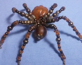 Pumpkin Beaded Spider