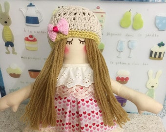 Handmade cloth doll, rag doll, fabric doll