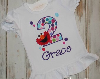 Elmo Birthday shirt, Elmo shirt, Elmo Girl birthday shirt, Little Red monster shirt, Ruffle shirt, Girl Birthday shirt, sew cute creations