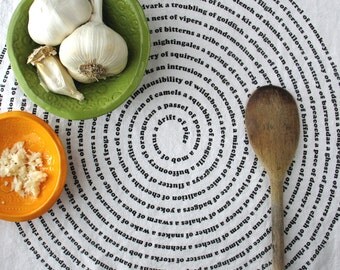 Collective Nouns for Animals Kitchen Towel - hostess foodie gift for teacher - housewarming gift for her - gourmet mom cloth dish towel