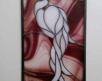 Snowy Egret Stained Glass Suncatcher