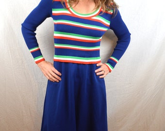 Vintage 1970s Ribbed Maxi Summer Dress - Giamo Knits